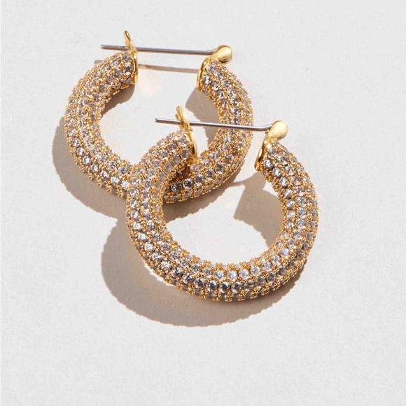 Gold Pave Amalfi Hoops - Picture 4 of 7